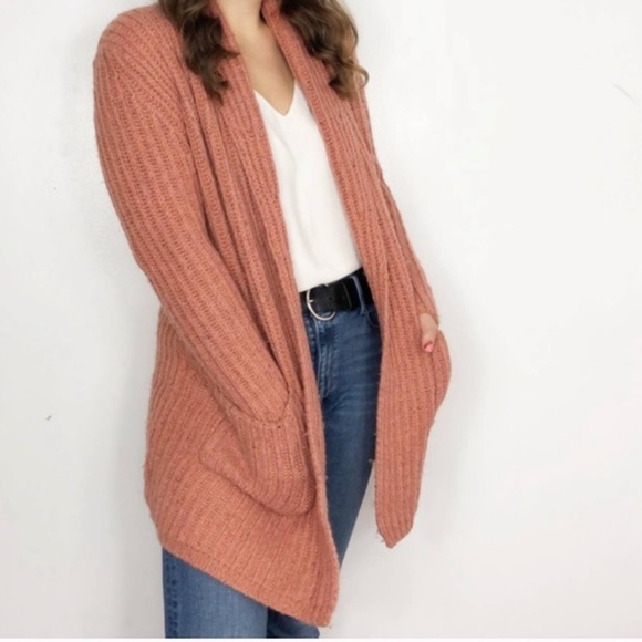 LOFT Sweaters - LOFT Long Cardigan Mohair Silk Blend Longline Open Front Chunky Sweater Medium